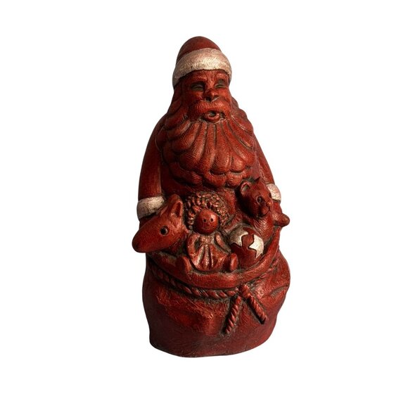 Isabel Bloom Santa Claus Concrete Sculpture 8.5" Red Folk Art Holiday Décor - Picture 2 of 6